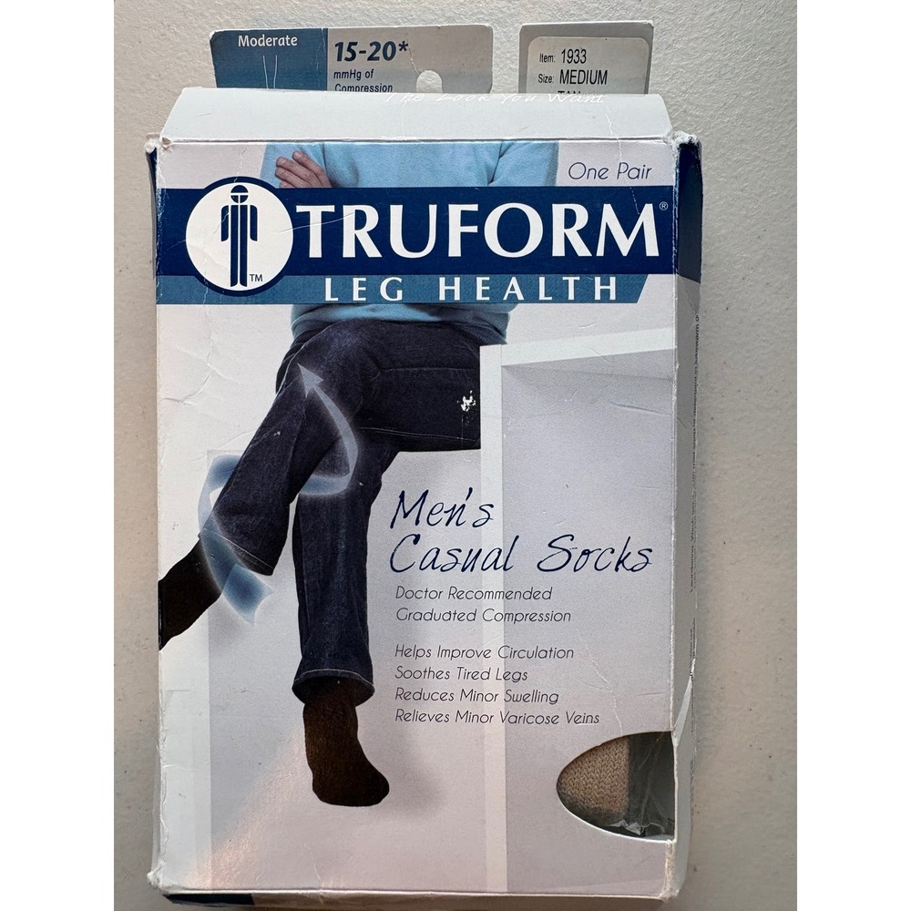 Truform Casual Compression Socks Mens‎ Medium Tan 15-20 mmHg 1933TN-M